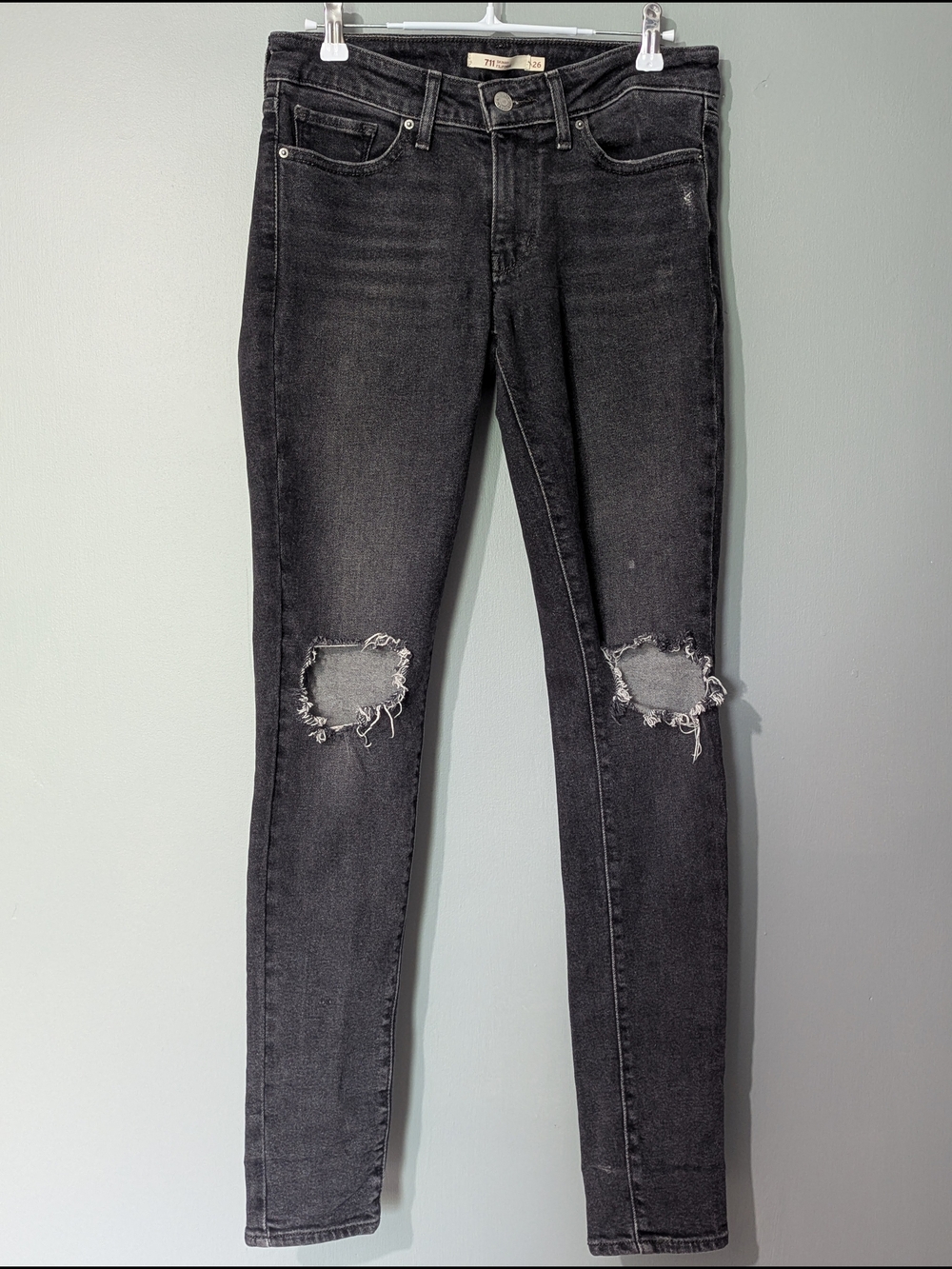 Levi's 711 Skinny Women's Distressed Black Jeans